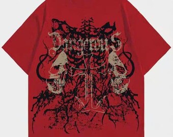 Vintage Y2K Affliction Style T-shirt: Skull & Cross Graphic Tee