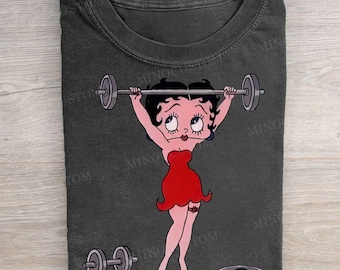 Betty Boop Weightlifting Fitness Tee, 90s Grunge Style T-Shirt