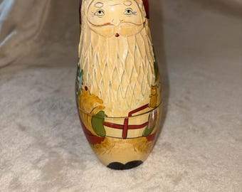 Vintage KURT ADLER Santa Claus Wooden Russian Nesting Dolls Christmas SET 6