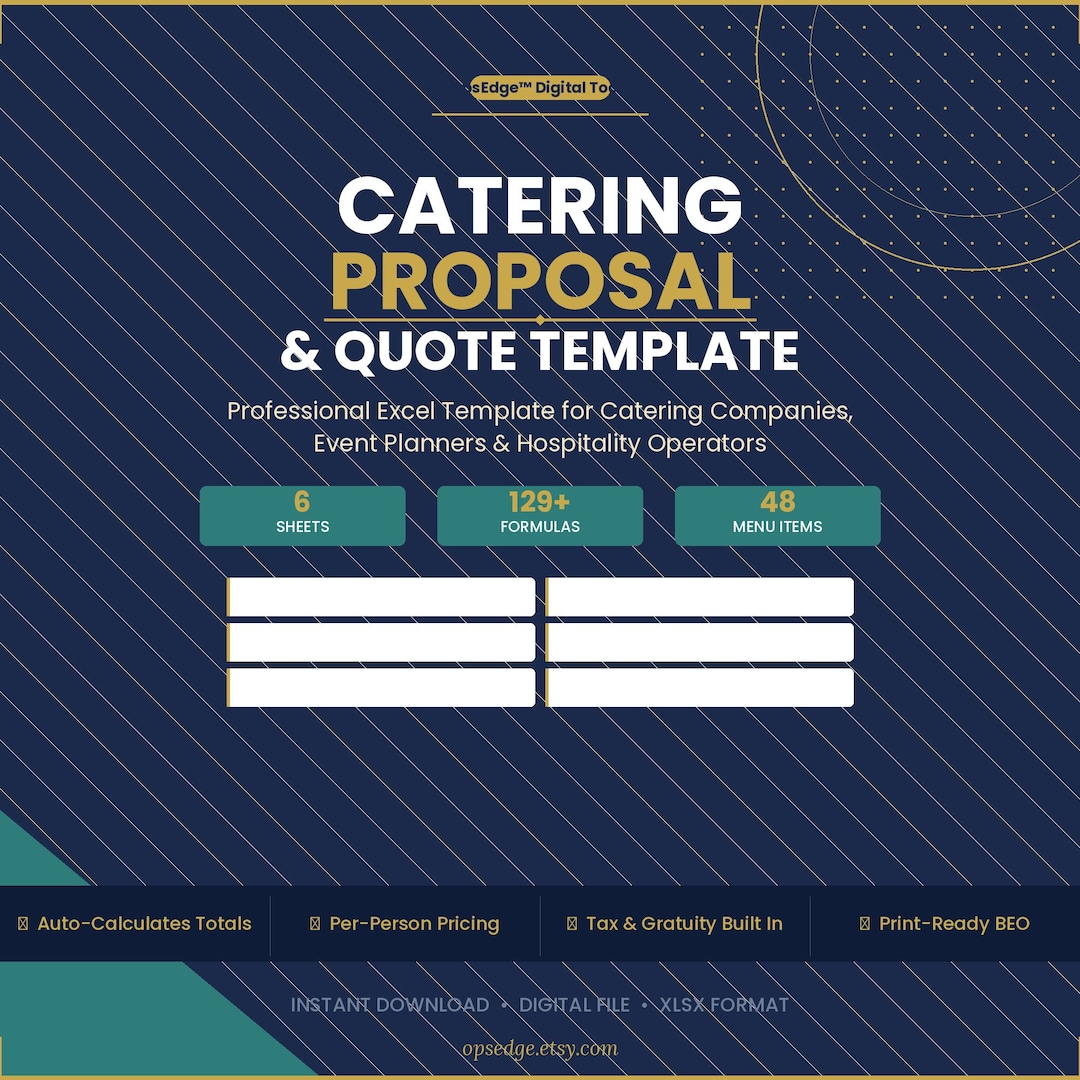 Catering Proposal & Quote Template | Excel BEO | Event Invoice ...