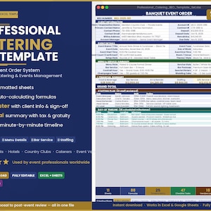 Catering BEO Template Excel | Banquet Event Order Form | Event Planning Spreadsheet | Digital Download
