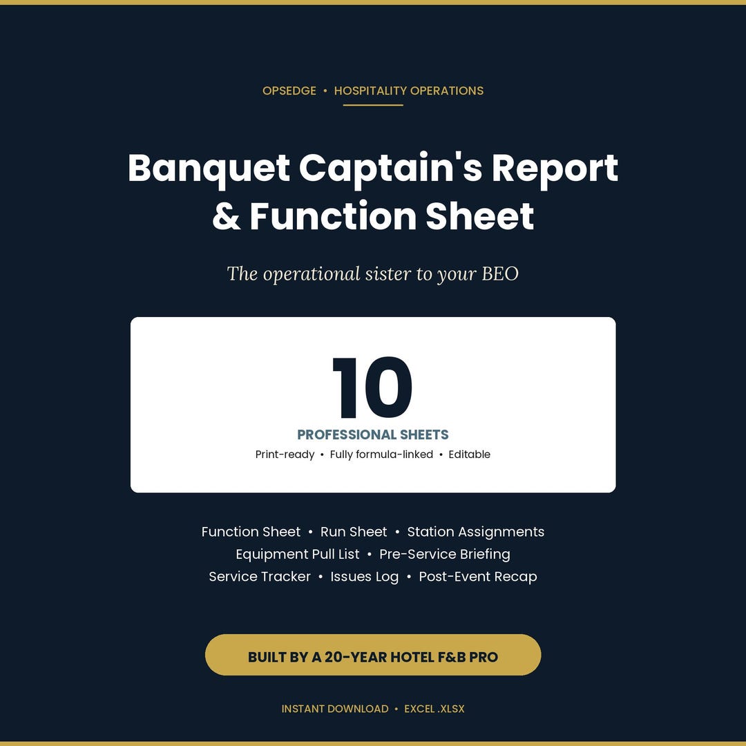 Banquet Captain Report and Function Sheet Template, Event Run Sheet ...