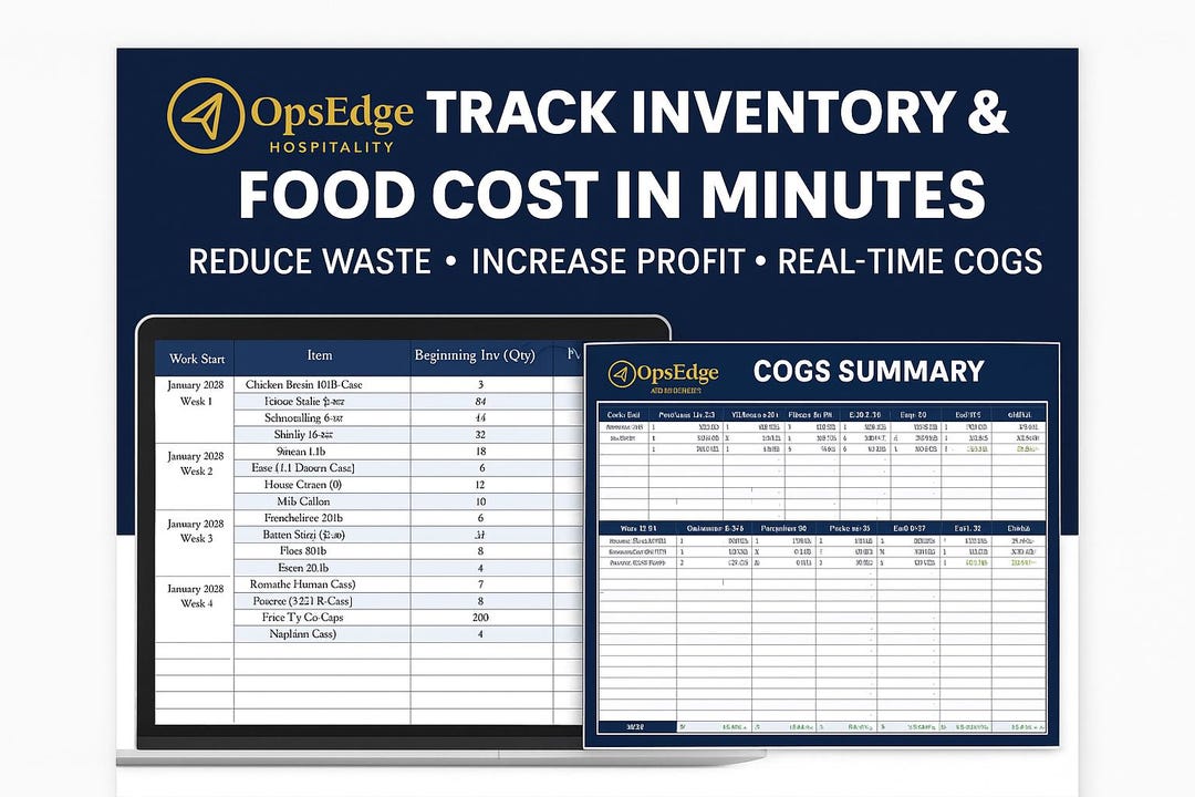 Restaurant Inventory Usage Tracker | Excel & Google Sheets Template - Etsy