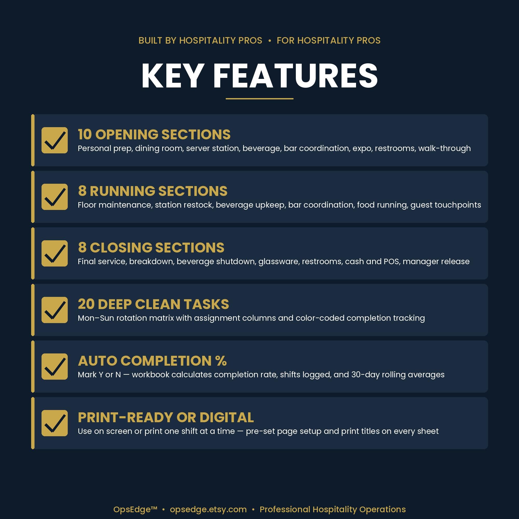 Server Side Work Checklist.pdf Side Work & Server Duty Checklist | Restaurant Server Opening, Closing ...