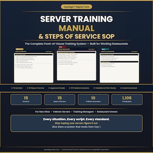 Restaurant Server Training Manual | Steps of Service SOP | Waitstaff Onboarding & Hospitality Guide