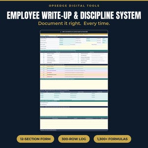Employee Write-Up Form, Disciplinary Action, PIP Tracker (Excel Printable)