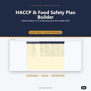 HACCP-planbyggare | Mall för livsmedelssäkerhet för restauranger (Excel, Word-nedladdning)