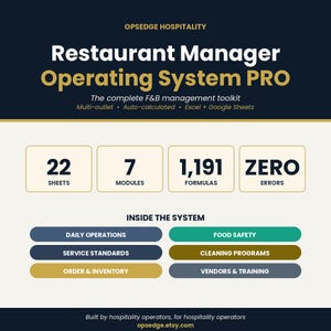 Restaurant-Manager Excel Template Bundle | F & B OS, Multi-Outlet-Inventory-Dashboard (Digitaler Download)