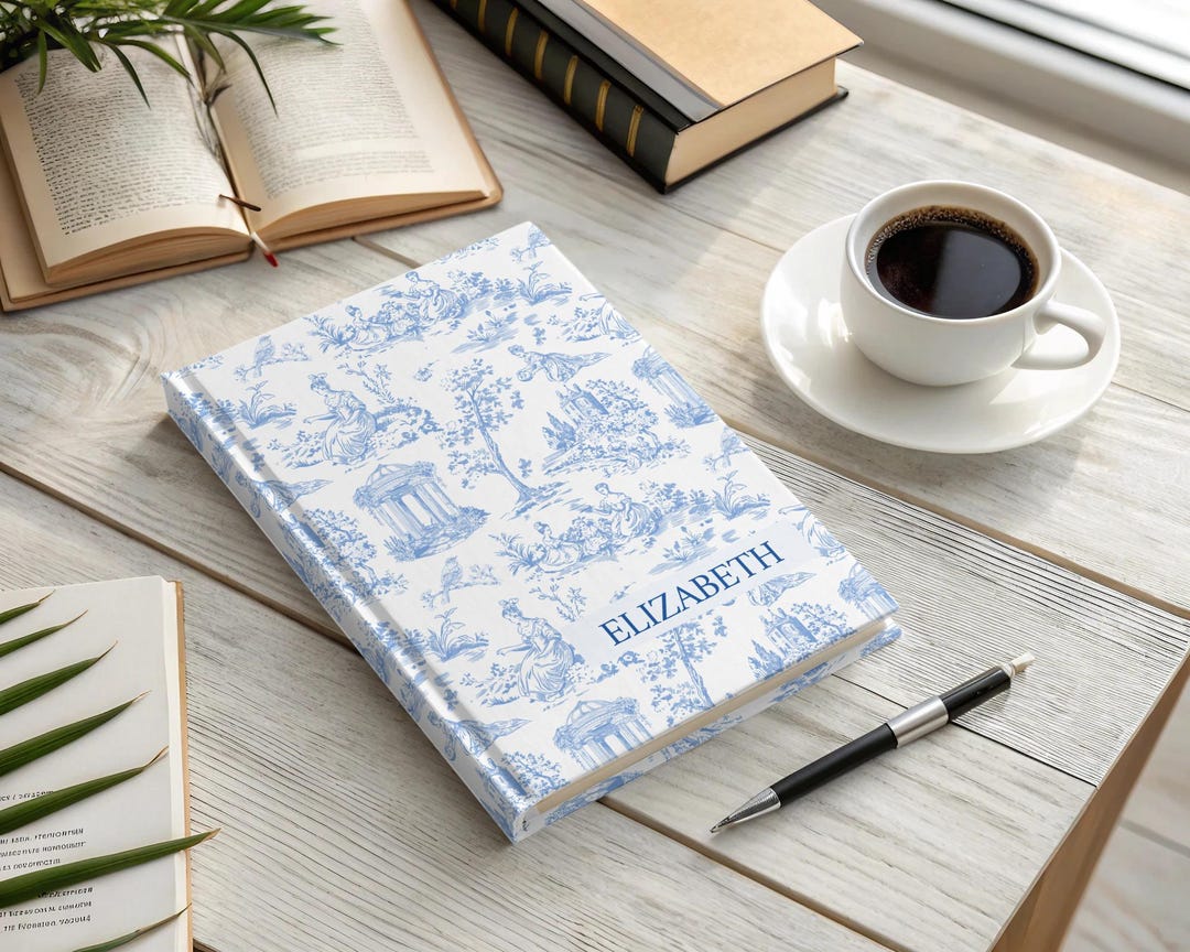 Country Notebook Example Custom Blue Hardcover Journal, French Country Notebook, Cottagecore ...