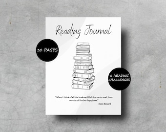 Digitales Lesetagebuch, Lese-Challenges und Buch-Tracker, druckbare PDF-Datei