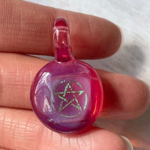 Unique Blown Glass Necklace, Pentacle Necklace, Five Pointed Star Pendant, Wiccan Jewelry for sister, Pentagram Talisman Necklace for her