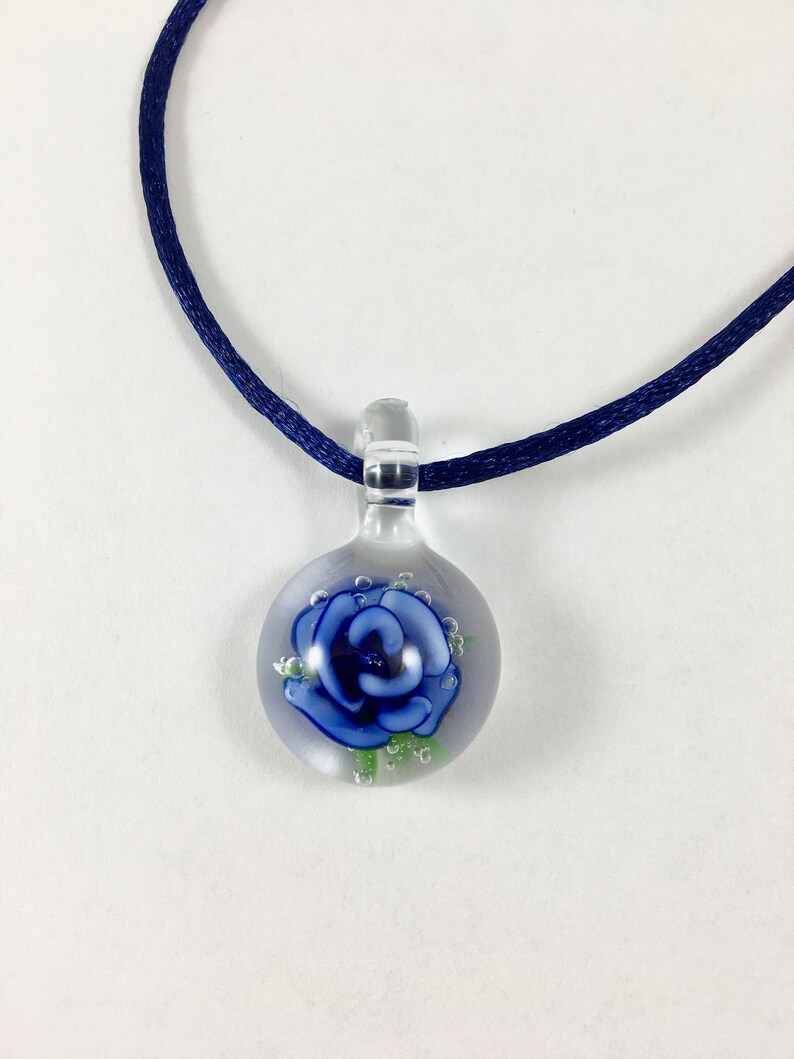 Blown Glass Flower Pendant Necklace for Women Artisan Etsy