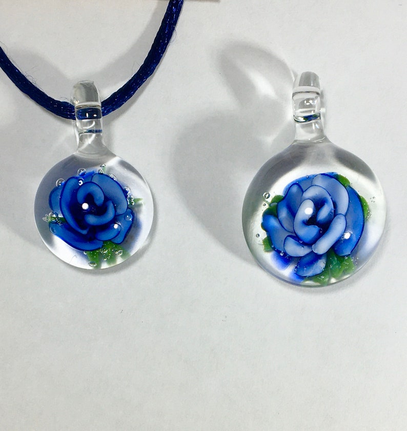Blown Glass Flower Pendant Necklace for Women Artisan Etsy