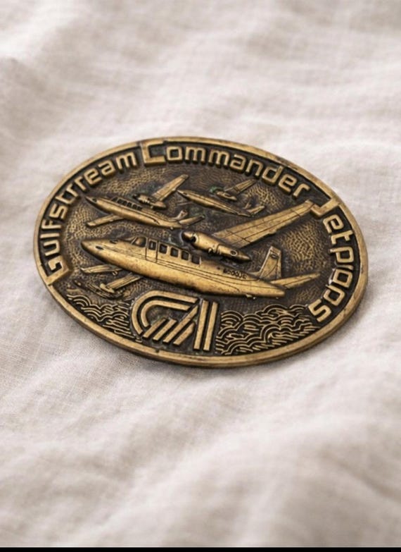 Vintage Gulfstream Commander Jets Solid Brass Belt Buckle