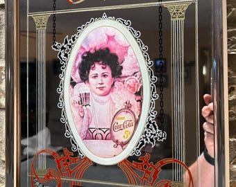 Vintage Coca-cola Reverse Painted Glass Bar Mirror (c. 1970s–1980s