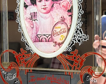 鏡 vintage Coca-Cola pub mirror Vintage Coca-cola Reverse Painted Glass Bar Mirror (c. 1970s–1980s