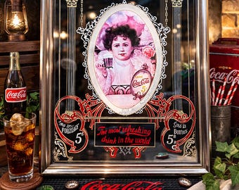 Vintage Coca Cola Mirror, Collector's Coca Cola Decor, Coca Cola