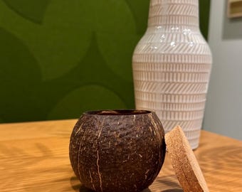 Contenedores con tapa de cáscara de coco, almacenamiento de cocina, utensilios de cocina, productos orgánicos hechos a mano, regalos significativos