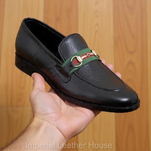 Handmade men’s formal leather loafers with luxury horsebit design classic dress footwear by Imperial Leather House