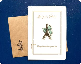 Eiffel Tower Greeting Card, Bonjour Paris, Gift Note (5x7)