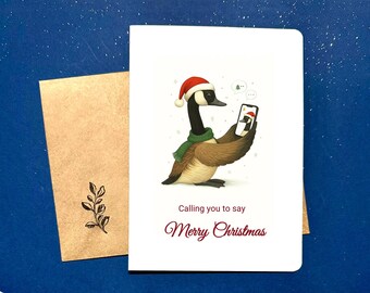 Texting Goose Christmas Card, FaceTime Holiday Card, Long Distance Friends Gift