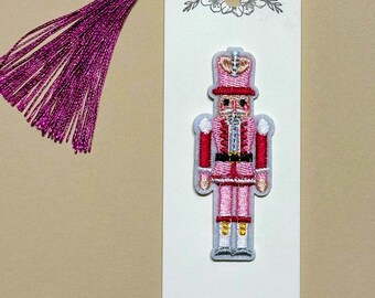 Nutcracker Embroidered Bookmark, Pink Ballet Soldier Tassel Bookmark, Christmas Stocking Stuffer