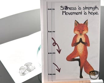Fox Yoga Greeting Card, Tree Pose Zen Art