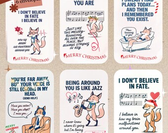 Witty Fox Christmas Card Set, A6 Funny Holiday Quote Cards, Woodland Animal Pack