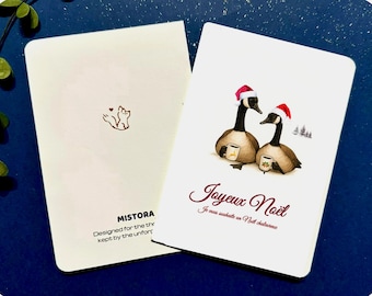 Tarjeta navideña francesa con un ganso, tarjeta navideña "Joyeux Noël"