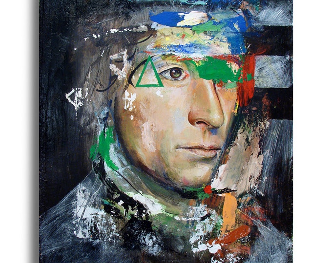 Original Figure Painting Oil on Wood Panel Moonlight Eye Etsy