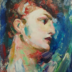 Figure Painting of a Woman in Thought 11 by 14 inches Oil and Acrylic Painting