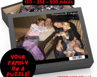 Puzzle personalizzato con foto di famiglia da 120, 252 o 500 pezzi. Puzzle personalizzato per Natale, compleanni, anniversari, regalo per nonni e coppie.
