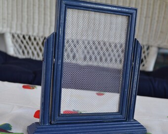 Blue and Silver Vintage Tabletop Photo Frame Earring Organizer Holder Small