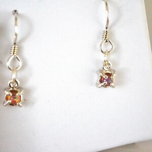 Sale vintage Faux Glass Fire Opal Earrings Gems on Silver Hook and Setting
