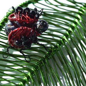 Ladybug Ornament Suncatcher on a Wire Leaf