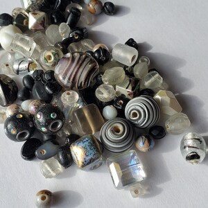 Mix lot of Black, White Glass and Plastic Beads image 1