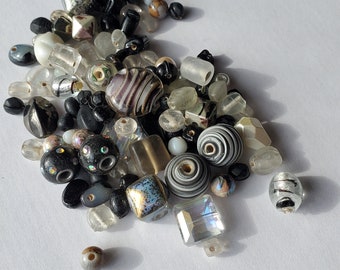 Mix lot of Black, White Glass and Plastic Beads