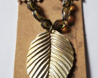 Silver Leaf Pendant and beads