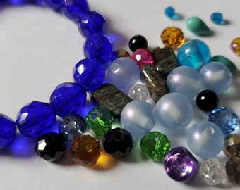 mix lot of blues glass beads