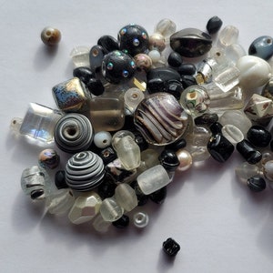 Mix lot of Black, White Glass and Plastic Beads image 2