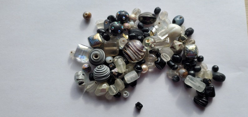 Mix lot of Black, White Glass and Plastic Beads image 2