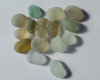 Seaham Sea Glass Genuine Shades of Green and White eggs Mixed Lot Craft and Jewelry Grade