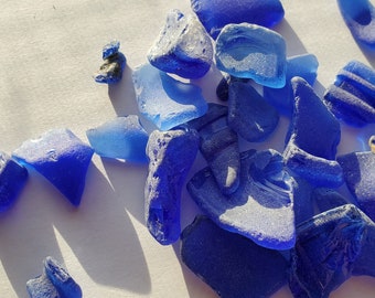 Sea Glass Genuine Mixed Lot of Cobalt Blue  craft grade bonfire, rim edges