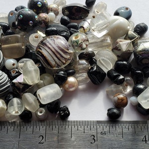 Mix lot of Black, White Glass and Plastic Beads image 3