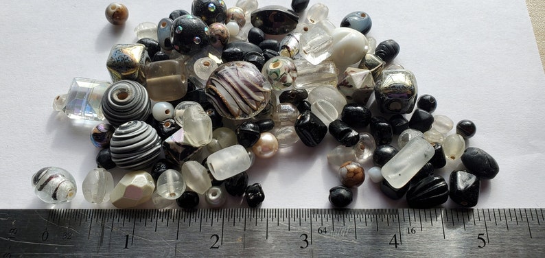 Mix lot of Black, White Glass and Plastic Beads image 3