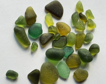 Seaham Sea Glass Genuine Mixed  Minis Lot Craft Chips Green