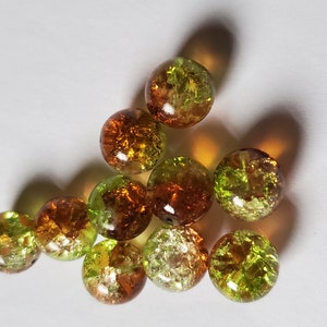 Glass Crackle green and brown beads 12mm image 6