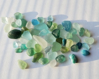 Seaham Sea Glass Genuine Mixed  Minis Lot Craft Chips Aqua Green White