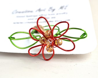 Clearance Sale Poinsettia Holiday Christmas Wire Ring