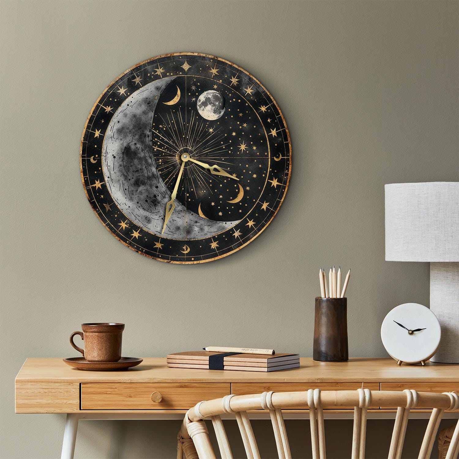 Sun and Moon Wall Clock, Moon Phase Wall Clock, Lunar Cycle Clock ...